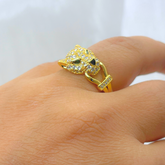 Panther Face Golden Ring