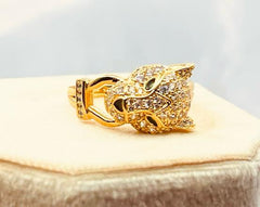 Panther Face Golden Ring