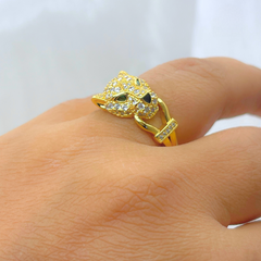 Panther Face Golden Ring