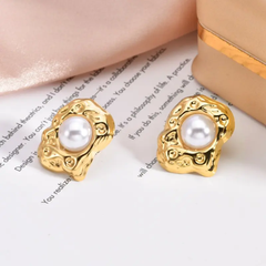 Abstract Pearl Studs