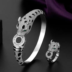 silver studded panther bracelet