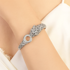 silver studded panther bracelet