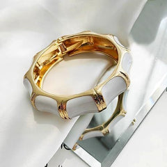 Elegant White Enamel Bracelet