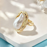 Adjustable Abstract Pearl Ring