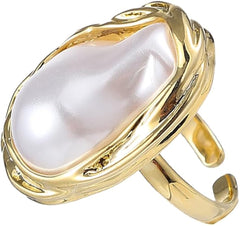 Adjustable Abstract Pearl Ring
