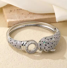 silver studded panther bracelet