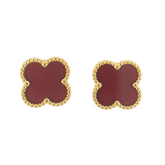 Burgundy Clover Studs