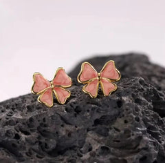 Peach bow studs