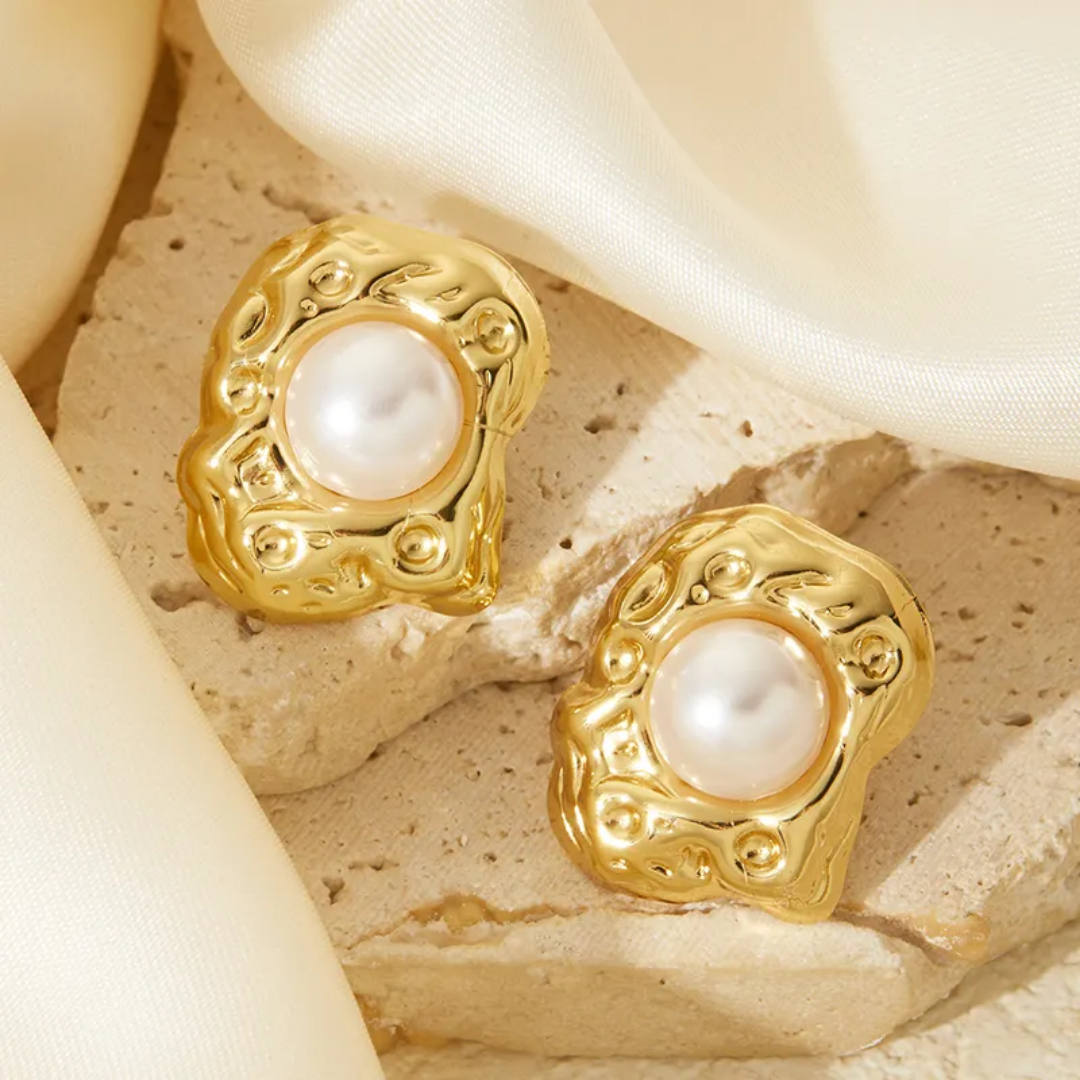 Abstract Pearl Studs