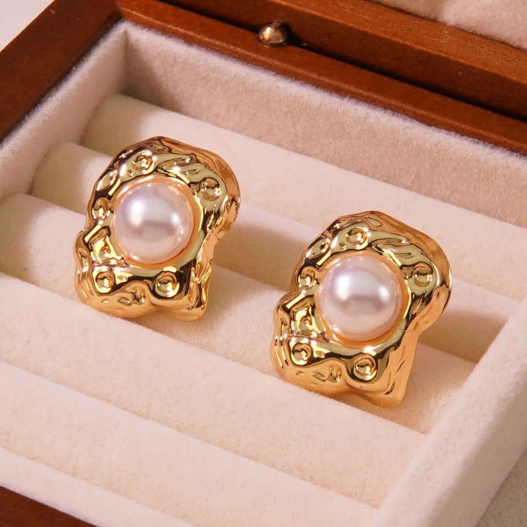 Abstract Pearl Studs