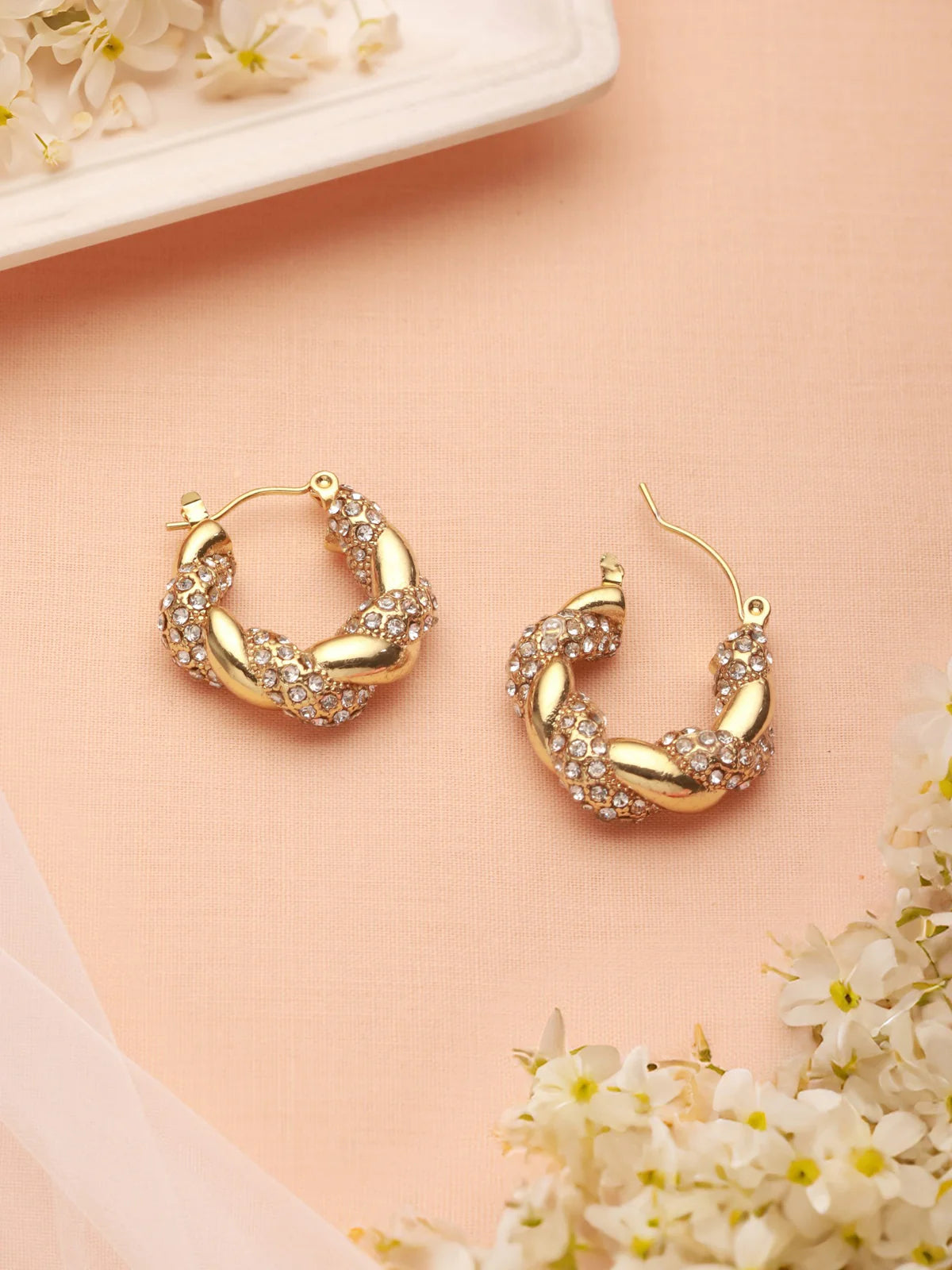 Golden diamonte hoops