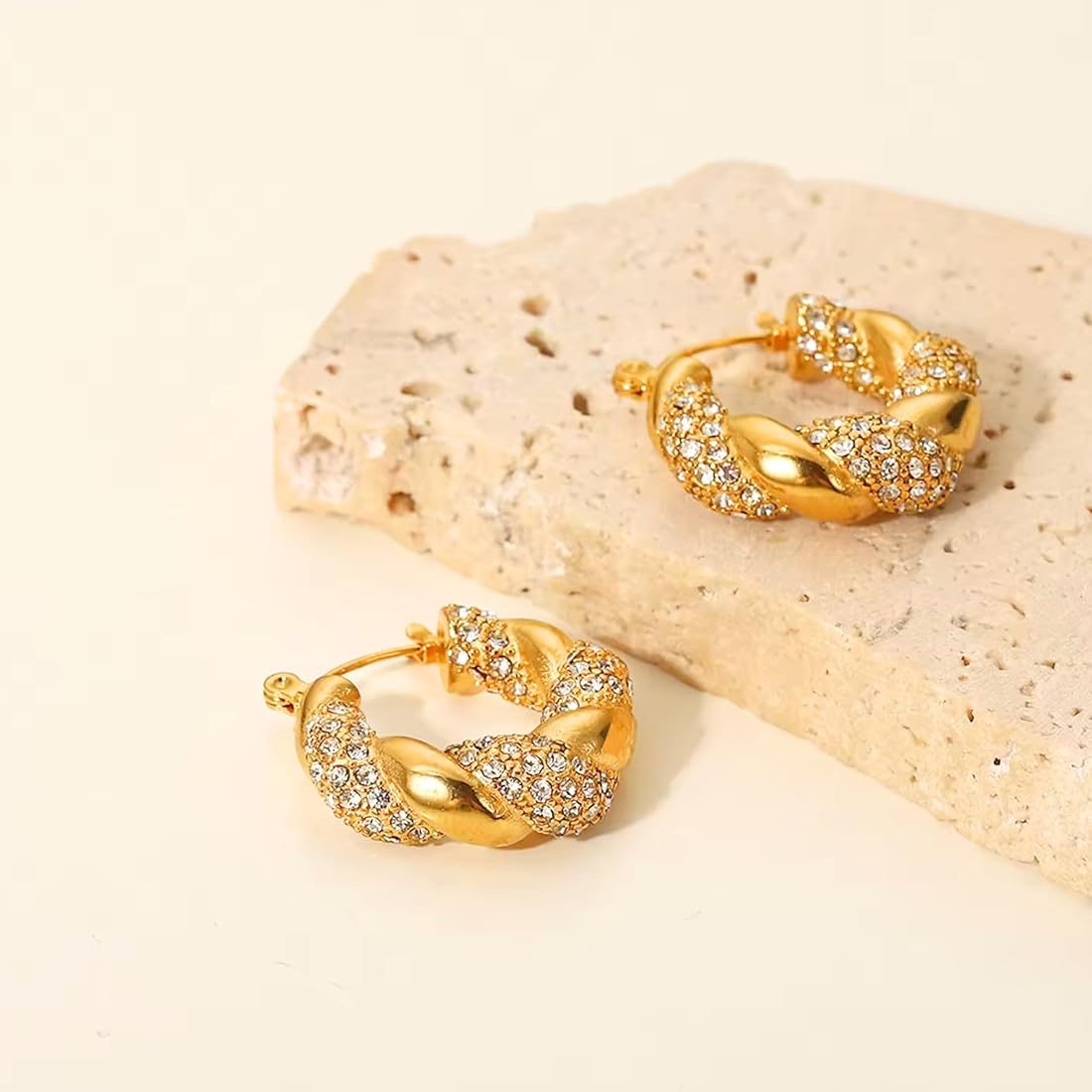 Golden diamonte hoops