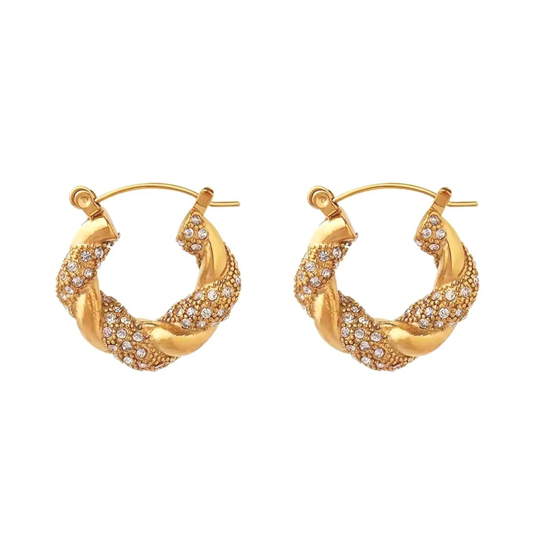 Golden diamonte hoops